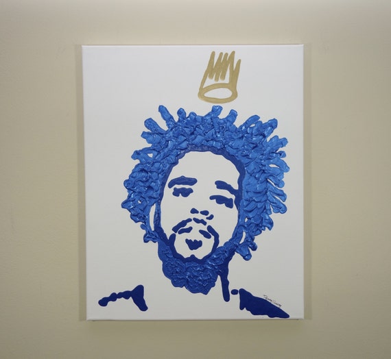 J.Cole Crown Painting 16x20 Hip Hop Art Pop Art Gold Crown