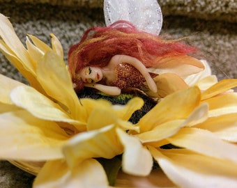 Pretty Little Polymer Clay Sculpted Fairy Figurine