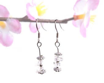 Holistic jewelry, Rock Crystal earrings, esoteric handmade jewelry, silver dangle earrings, holistic esoteric earring, crystal jewelry fyc