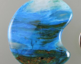 Peruvian Blue Opal Cabochon, Electric Blue Opal Cab, Peruvian Designer Blue Opal, Blue Opal Gift Cab, C2797, Hand Cut by 49erMinerals