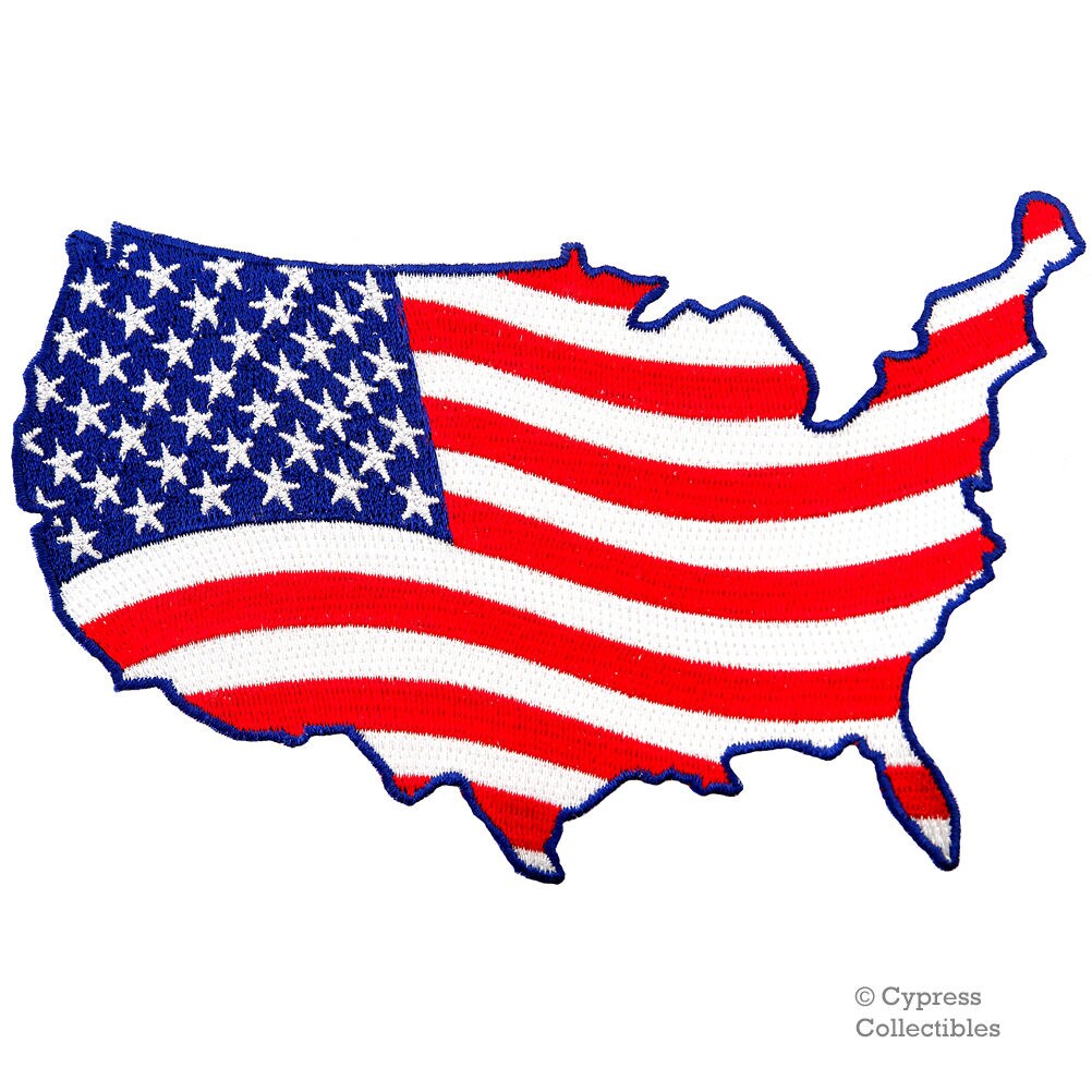 United States OUTLINE SHAPE PATCH American Flag embroidered