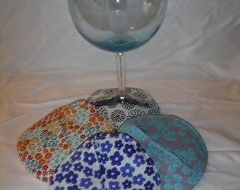 Set of 4 Flower Wine Glass Coasters -- Oversized --DreamscapesByCyn -- Floral