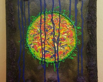 Orignal Heavy Textured Mixed Media painting by Lisa Fae " Asteroid"
