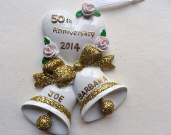 Personalized 50th Anniversary Christmas Ornament- Golden Anniversary Favor, Gift Tag- Free personalization