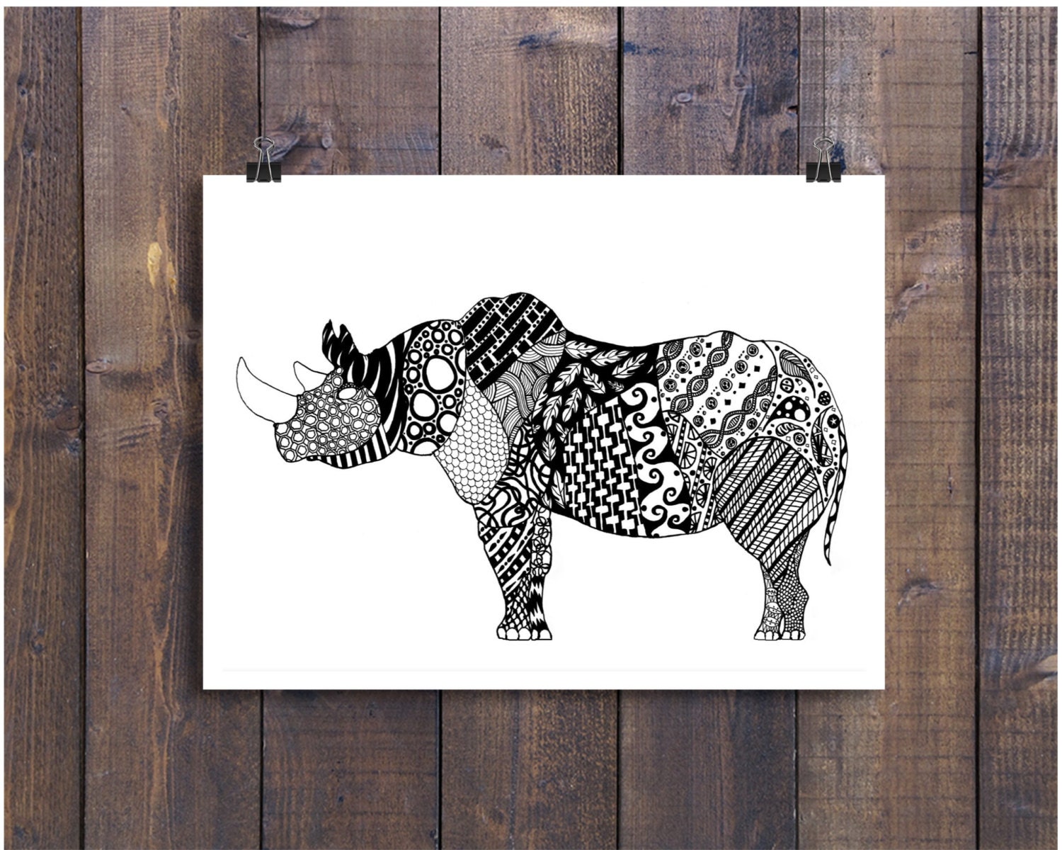 black rhinoceros drawing
