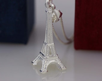 Sterling Silver Eiffel Tower Necklace, Silver Eiffel Tower Charm, Paris Necklace, France symbol,