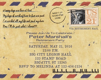 Vintage Mail Letter Retirement Invitation