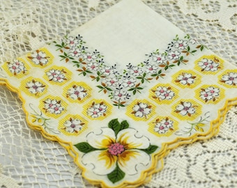 Vintage Hankie Gold and White, Hankie to Frame #R-28
