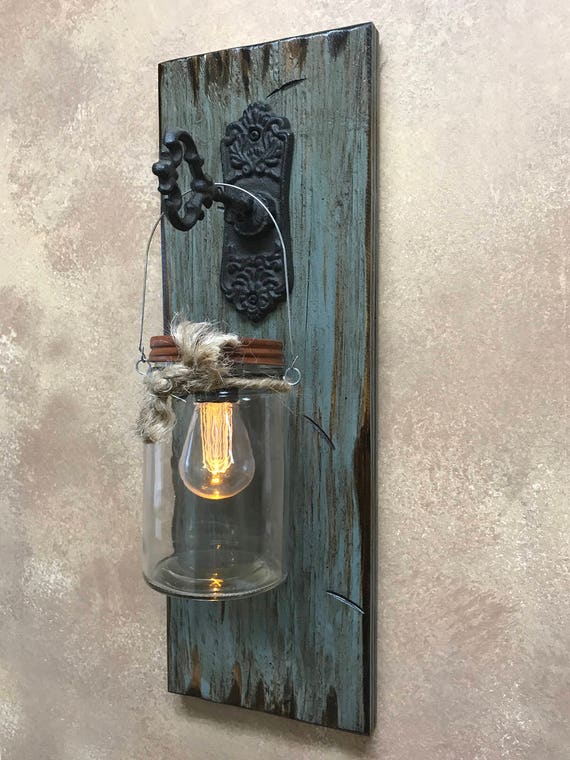 Wall SCONCE Edison Battery Operated LED Light Bulb in Rustic