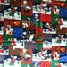 Christmas material/fabric cotton, 2 1/2 yards, snowmen, polar bears, pine trees, ice skating, snow, patchwork, reds, greens, blues, white