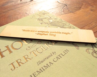 Wooden Bookmark with Stephen King Quote