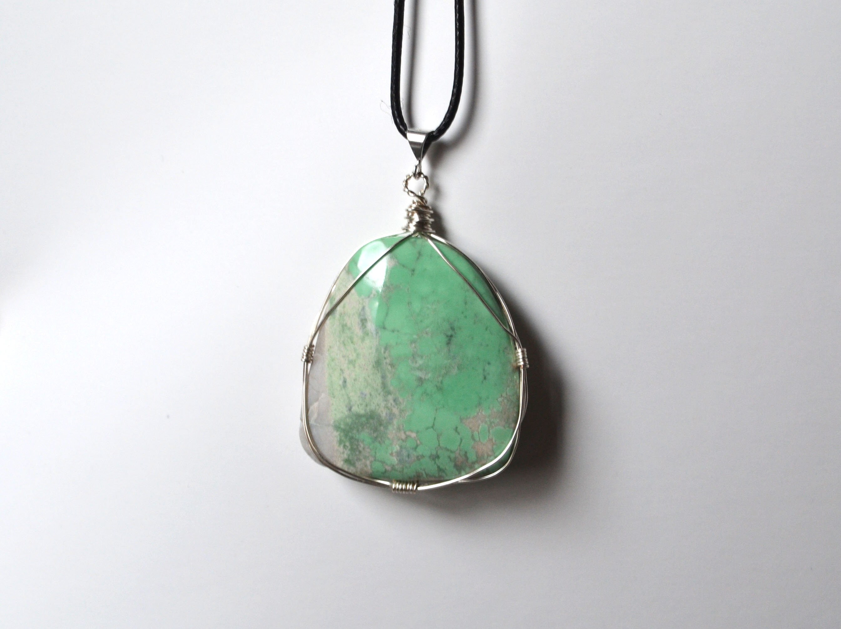 Variscite Necklace Variscite Jewelry Wire Wrapped Variscite