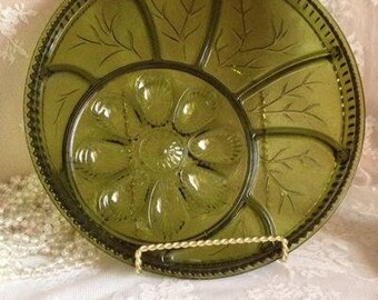 Indiana Glass Company Vintage Deviled Egg And Relish Plate