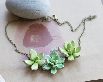 Succulent jewelry - plant necklace - succulent necklace - plant jewelry - terrarium pendant - nature necklace - botanical necklace, garden