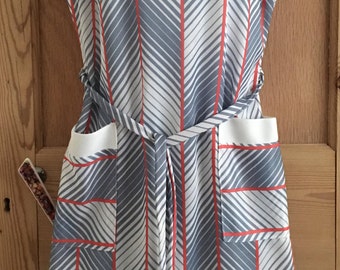 Vintage Diagonal Striped Pinafore Dress Size 14