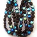 Jet Black AB 6mm Heart Czech Glass Beads 50pc #549