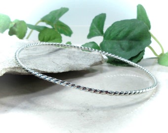 Sterling Silver Bangle Bracelet Dotted Twist - Stacking Bracelet, Layering Bracelet, Silver Bangle Bracelet, Twist Bangle Bracelet, Minimal