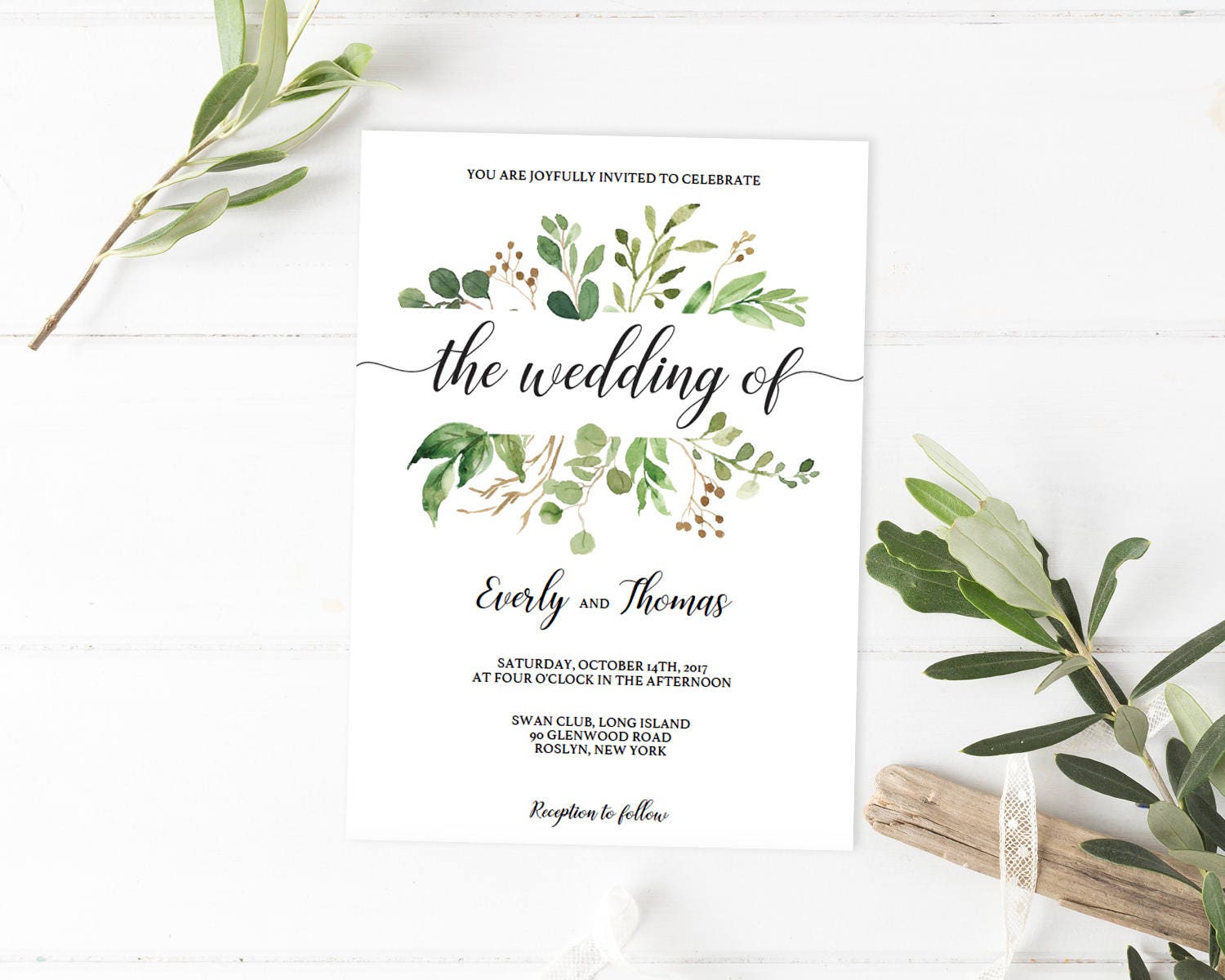 Nature Wedding Invitations Woodsy Wedding Invitation