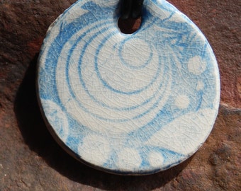 Blue and White Funky Patterened Ceramic Necklace