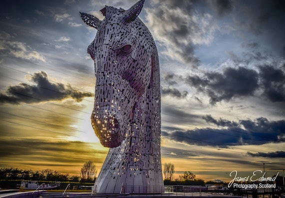 Kelpies Digital Download, Photographic print, Scotland, Falkirk, Homedecor, landmark photography, scottish photography, fine art photography