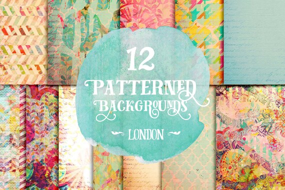 Digital paper, Digital Scrapbook paper pack - Instant download - 12 Digital Papers - London