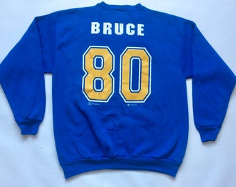 Vintage 1999 St. Louis LA RAMS Isaac Bruce Jersey Sweatshirt Size Large
