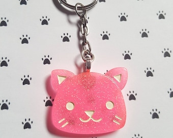 Cat keyring, Kitty keyring, Cat bag charm, Glitter cat keyring, Glitter keyring, Cat, Kitty, Cat lover, Cat lover gift, Crazy cat lover gift