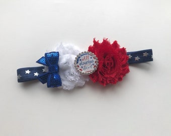 4th of july headband - patriotic headband - baby 4th of july headband - blue stars headband - american girl headband