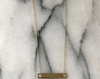Custom Made 14k solid gold bar necklace