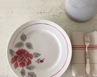 Beautiful vintage French ironstone set of 4 dinner plates