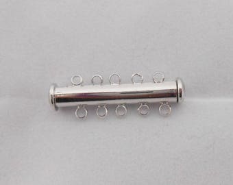 Clasp 5 rows silver shiny 30 x 10 mm. (9070020)