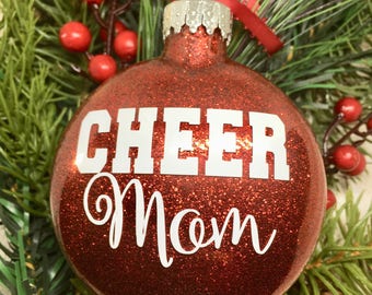 Cheer Mom Cheerleader Shirt Heart Personalized Glitter