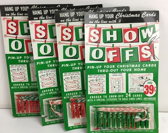 Vintage Christmas Card Display Line - Show Offs Pin-Up Your Cards - NEW - 1962