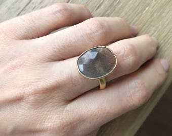 Large Labradorite Statement Bohemian Ring