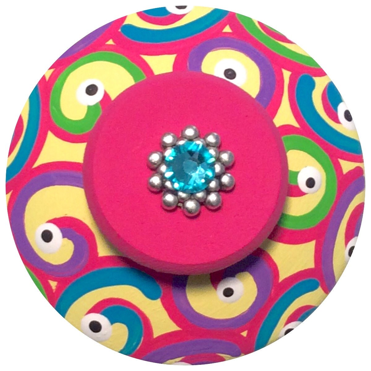 Rainbow Swirl Knobs Jeweled Knobs Hand Painted Knobs Dresser Knobs Decorative Knobs Kids Knobs