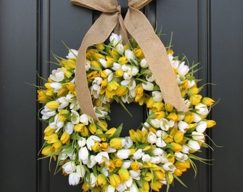 Tulips Front Door Wreath Door Wreaths Spring Tulips Mother's Day Wreath Easter Tulips Trending Wreaths