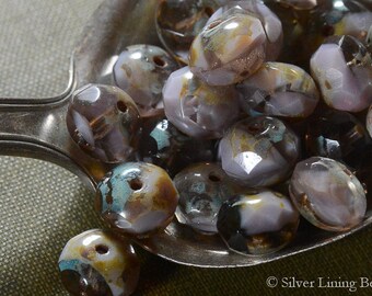 Lavender Smash (10) - Czech Glass Bead - 6x8mm - Faceted Rondelle