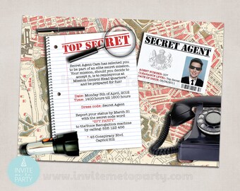 Secret Agent Party Invitation / Detective Party Invitation / Spy Party Invitation