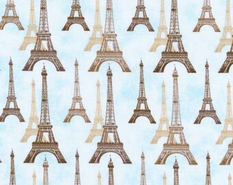 Robert Kaufman City of Lights Dusty Blue Paris Eiffel Tower Fabric - 1 yard