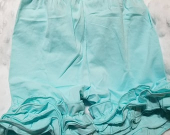 Mint green ruffle shorts