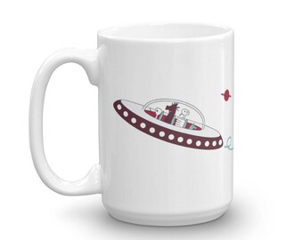 Spaceship Coffee Mug - 15 oz - Alien Coffee Mug - Spacemen Coffee Mug