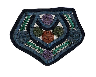 4" Victorian Edwardian Silk Cording and Metallic Bullion Applique Patch, Vintage Sewing Supply, 1890-1910