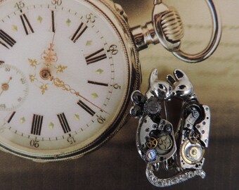 Steampunk jewelry, brooch "Time feelings" OOAK