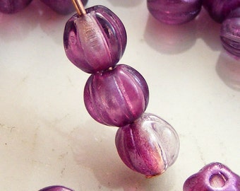 Czech Glass Melon Beads 5mm Round Satin Lavender (20pk) SI-5ML-SL