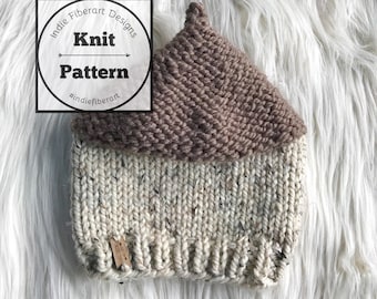 DIY KNITTING PATTERN // The Oakley Beanie // Acorn Hat // Newborn - Adult Sizes // Chunky Super Bulky Knit Hat