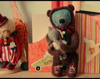 Super DEAL 2 PDF Epatterns for 13 inch Teddy Bear from Childhood and 5 inch Clown Elephant Girl - by Sasha Pokrass