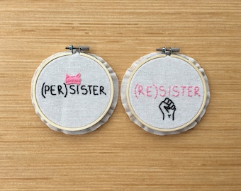 Persister Resister Embroidery Hoop Wall Art