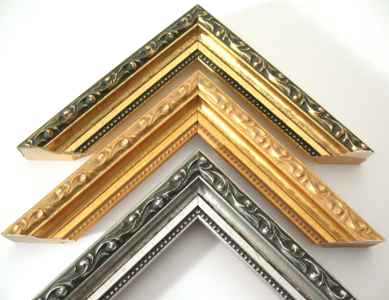 Small ORNATE FRAME Antique Gold & Silver Picture Photo Frame 3x4 3.5x5 ...