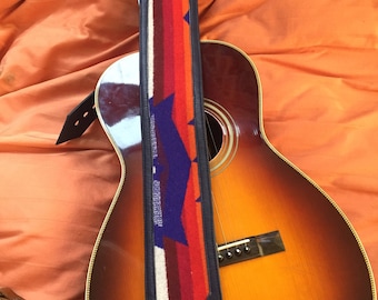 Leather and Pendleton wool guitar strap