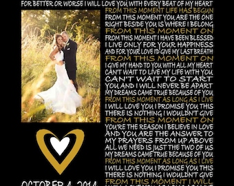 Custom Wedding Song Lyric Art with Photo 11 X 14